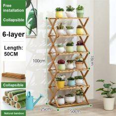 Växtstativ / Hylla i bambu med 6 hyllor - 50 cm