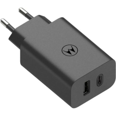 Motorola TurboPower Dubbel Väggladdare 50W -USB-C / UBS-A - Svart