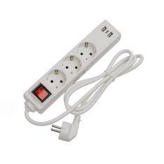 Fiesta förlängningskabel med 3 uttag och 2×USB-A, 1×USB-C – Med strömbrytare – 1,5 meter