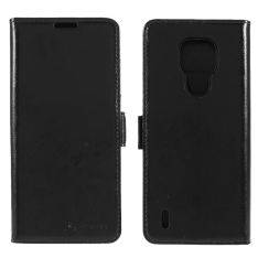 Motorola E7 - AZMARO fodral / plånbok i äkta läder - Svart