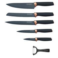 Royalty Line Knivset i 6 delar - Non-Stick marmorbeläggning - Svart/Rosa guld