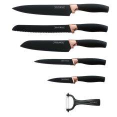 Royalty Line DC5 Knivset i 6 delar - Non-Stick beläggning - Svart/Rosa guld