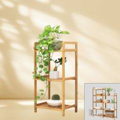 Hylla i bambu med 3 hyllor - 71 x 35 cm