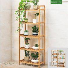 Bokhylla i bambu med 5 hyllplan 128 x 50 cm