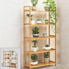 Reol i Bambus med 5 hylder 128 x 68 cm