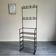 RACK - Fristående skoställ i stål 60 x 28 x 172 cm - Svart