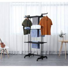 RACK Flex - Torkställ / Klädställ - hopfällbar design - 3 nivåer med 8 aluminiumstänger - Svart