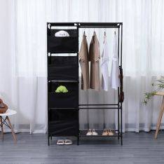 RACK - Fristående garderob i stål 104 x 44 x 170cm - Med lådor - Svart